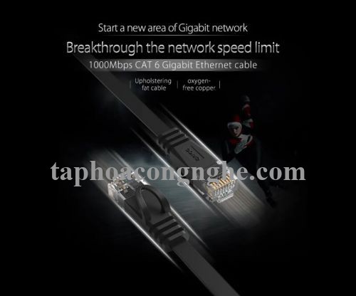 Orico 98192 PUG-C6B-30-BK CAT6 Dây dẹp dài 3M màu Đen Cáp mạng 30098192